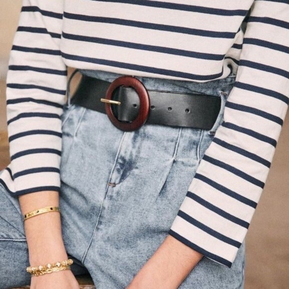 Sezane Leather Yves Belt T80